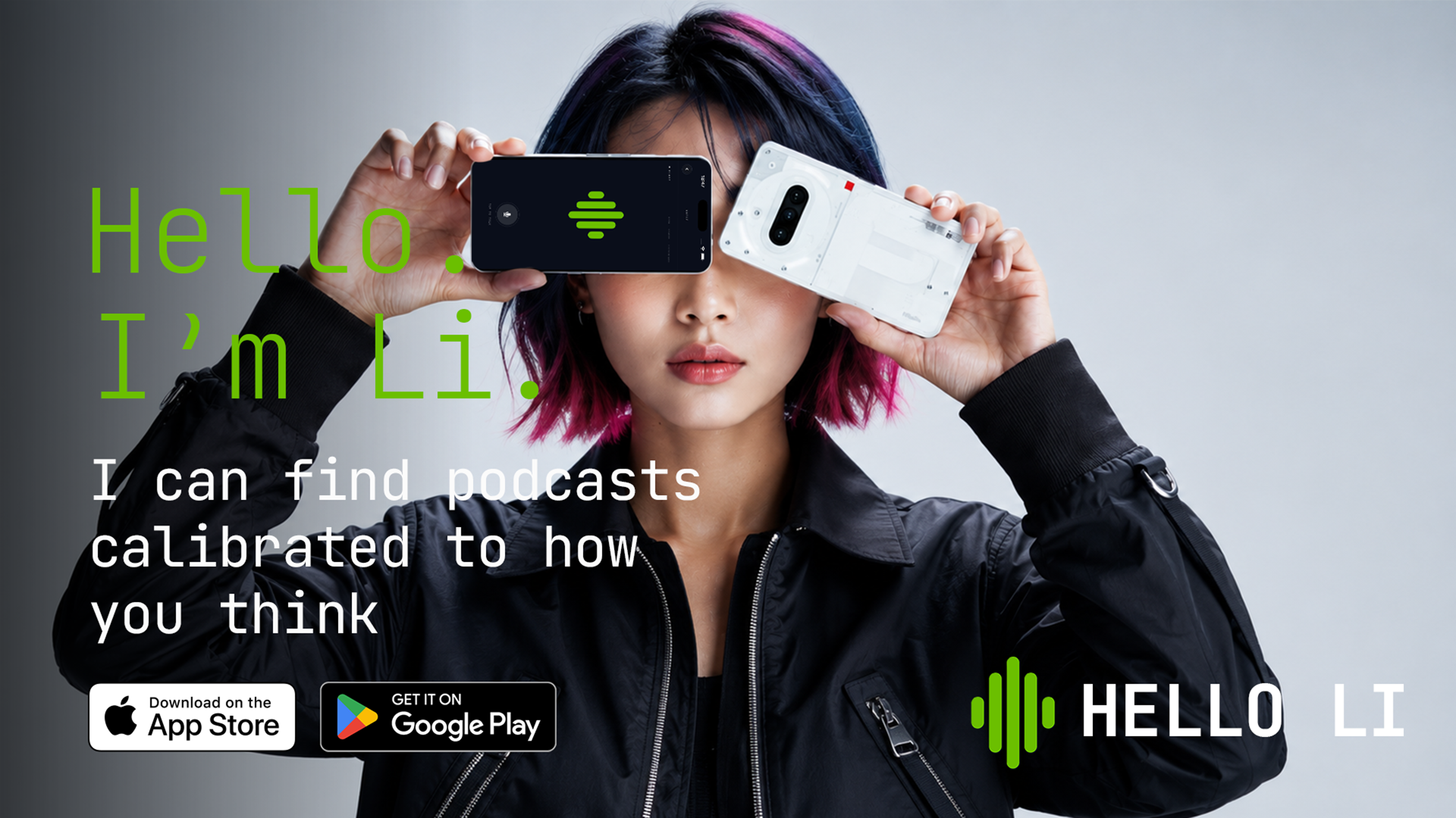 Hello Li · the AI thinking partner. Available on the App Store and Google Play.